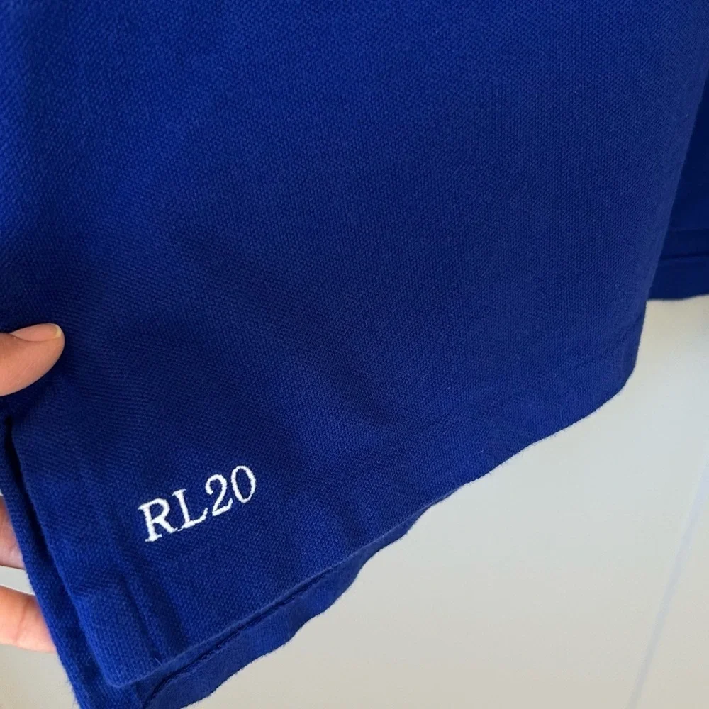 VTG Polo Ralph Lauren Men's 2X Blue Big Pony Polo Shirt Pink Double Pony Logo